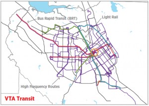 Santa Clara County Transit Network - illustrated by SPUR